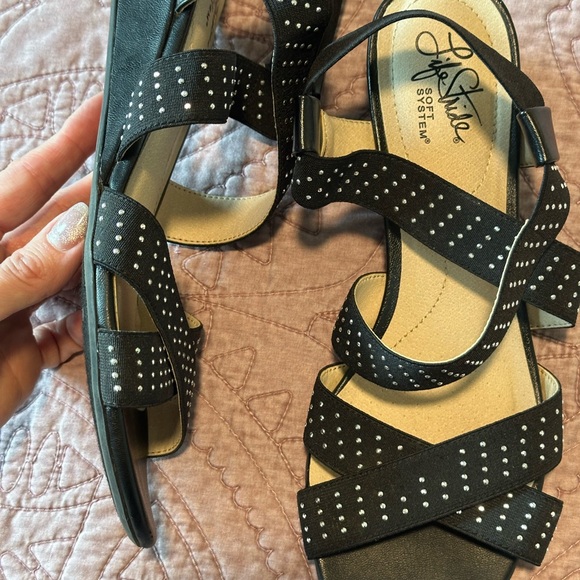 Life Stride Black Sandals with Studded Straps - Picture 4 of 8